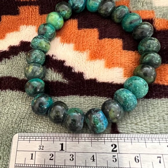 ❤️ Southwestern Heavy Chrysocolla Gemstone Stretch Bracelet 14mm Adjustable - Picture 7 of 9